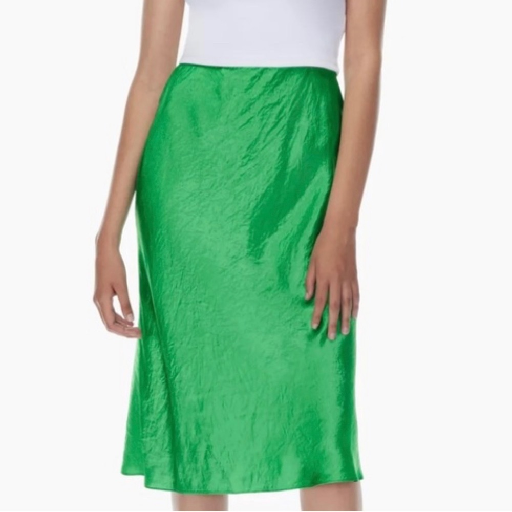 NWT Aritzia Babaton Slip Midi Skirt Green Size 8
